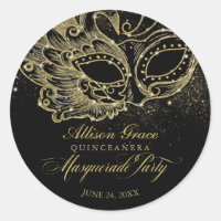 Fête de Quinceañera Mascarade Or Noir
