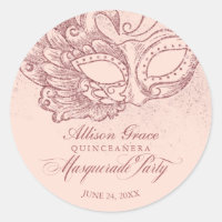 Fête de Quinceañera Masquerade Rose Gold Rose