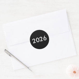 Sticker Rond Fête de remise des diplômes 2026 Noir Blanc Minima
