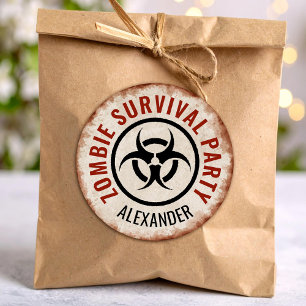Sticker Rond Fête de survie zombie rouillé