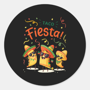 Sticker Rond Fête de tacos mignonne cinq de mayo pour tout âge