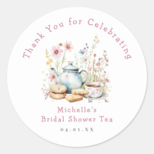 Sticker Rond Fête de thé de mariage floral