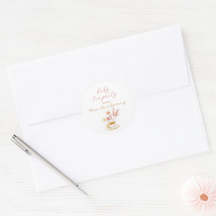 Sticker Rond Fête de thé pour bébé - Écriture élégante pour la 