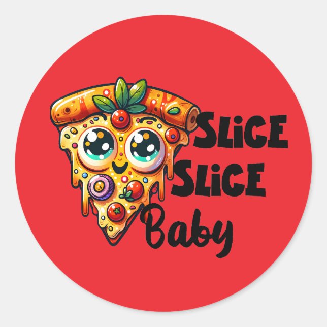 Sticker Rond Fête de tranche de pizza drôle (Devant)