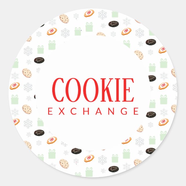 Sticker Rond Fête d'échange de biscuits (Devant)
