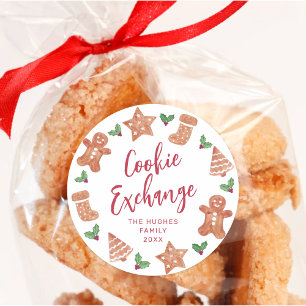 Sticker Rond Fête d'échange de biscuits de Noël