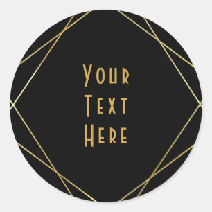 Sticker Rond Fête Deco Moderne Élégante Simple Or et Noir