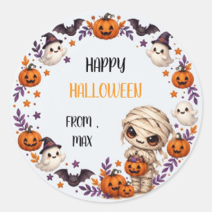 Sticker Rond Fête d'enfants Halloween Maman Mignonne Époumonant