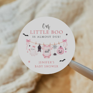 Sticker Rond Fête d'enfants thème fantôme rose d'Halloween