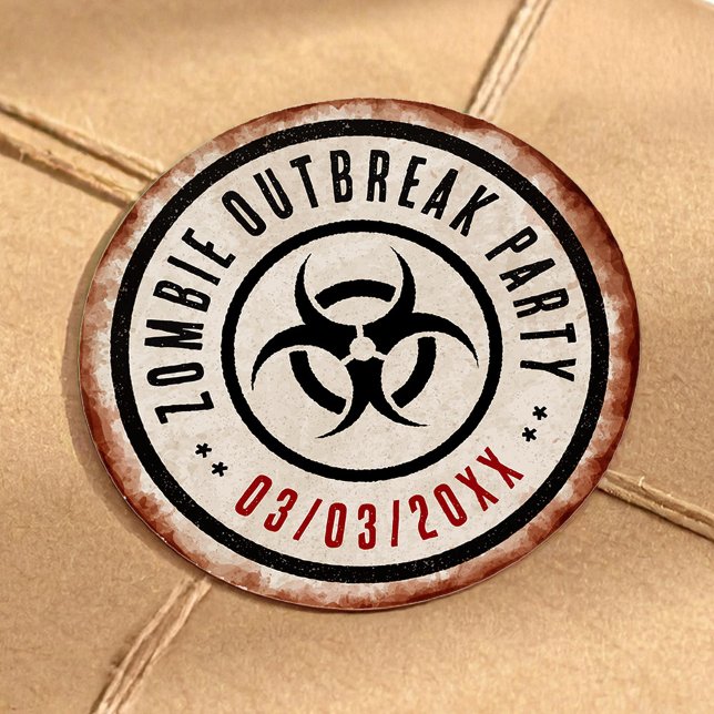 Sticker Rond Fête d'épidémie de zombies avec biohazard (Créateur téléchargé)