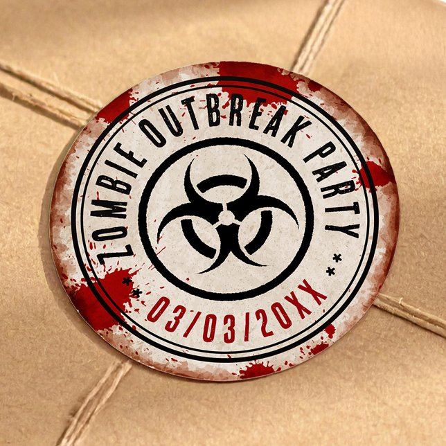 Sticker Rond Fête d'épidémie de zombies avec biohazard (Créateur téléchargé)