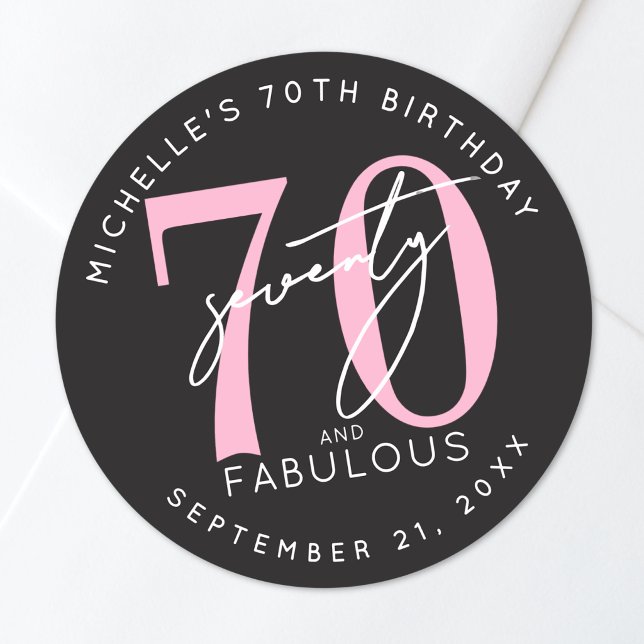 Sticker Rond Fête des 70 ans (70th Birthday Party Classic Round Sticker)