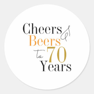 Sticker Rond Fête des 70 ans : Joie et Bière