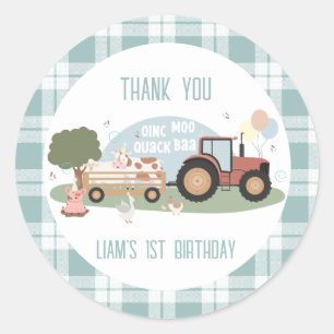 Sticker Rond Fête des animaux de ferme 1er anniversaire