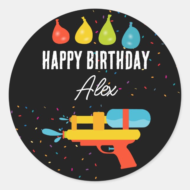 Sticker Rond Fête des Anniversaires de enfants d'été des canons (Devant)