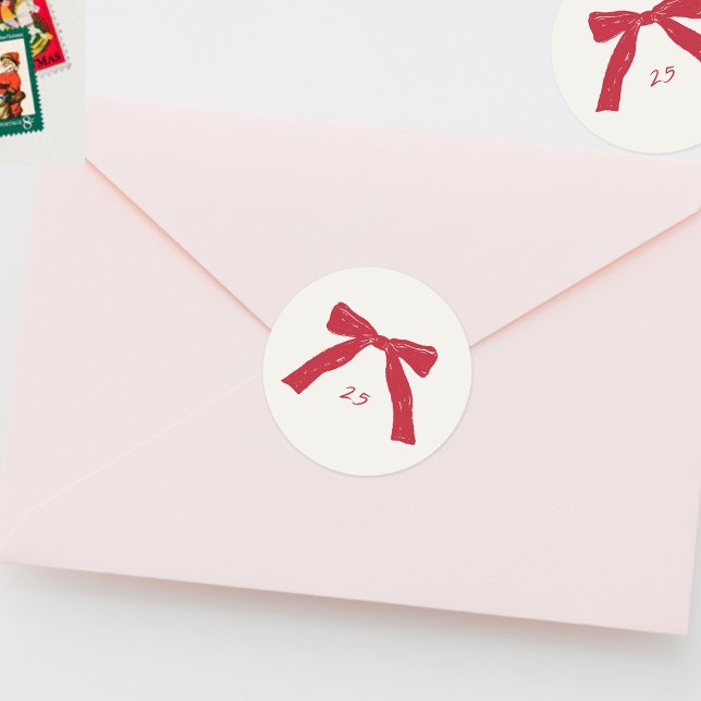 Sticker Rond fête des arcs rouges de Noël (Créateur téléchargé)