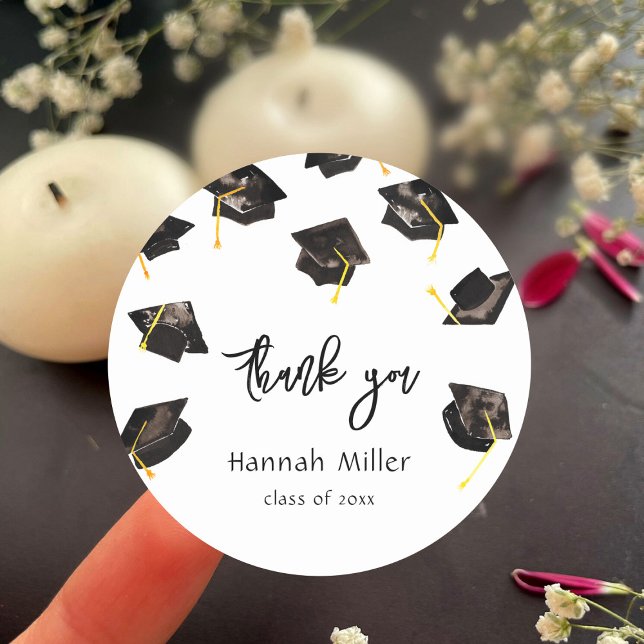 Sticker Rond Fête des diplômés Casquettes heureux (Créateur téléchargé)