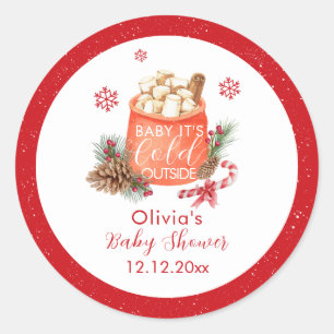 Sticker Rond Fête des flocons de neige hivernaux vintage Baby S