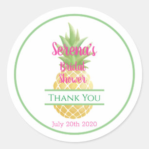 Sticker Rond Fête des mariées Aloha Bride ananas Merci