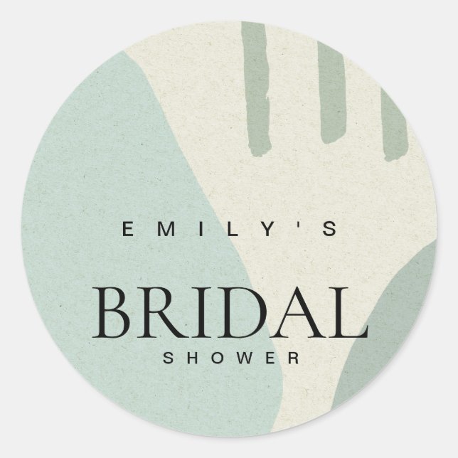 STICKER ROND FÊTE DES MARIÉES ARTISTIQUE BLEU AQUA ABSTRAITE MO (Devant)