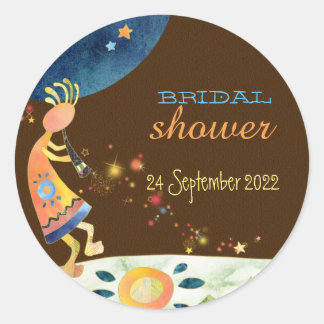 Sticker Rond Fête des mariées automnale Kokopelli Sud-Ouest