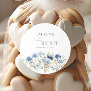 Sticker Rond Fête des mariées Blue Cornflower Hydrangea