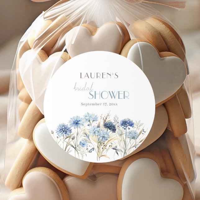 Sticker Rond Fête des mariées Blue Cornflower Hydrangea (Créateur téléchargé)