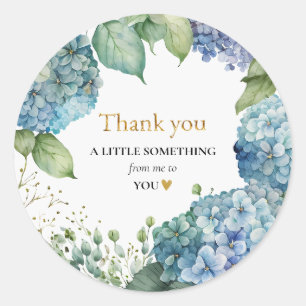 Sticker Rond Fête des mariées Blue Hydrangeas Merci