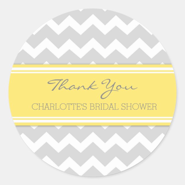Sticker Rond Fête des mariées Chevron Jaune gris Favoriser les  (Devant)