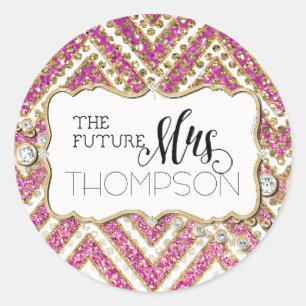 Sticker Rond Fête des mariées Chevron triped Jewel Parties scin