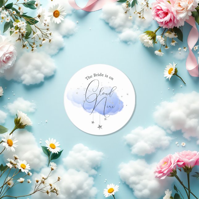 Sticker Rond Fête des mariées Cloud 9 (Cloud 9 Bridal Shower Classic Round Sticker)