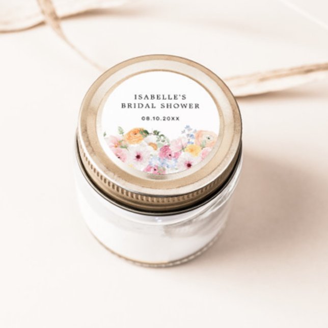 Sticker Rond Fête des mariées colorée Pastel Floral (Créateur téléchargé)