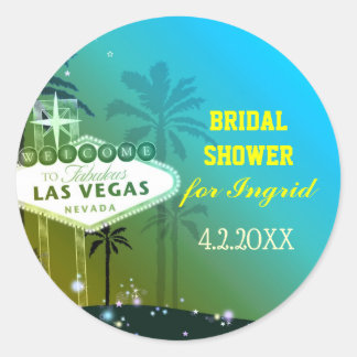 Sticker Rond Fête des mariées Cyan Blue Las Vegas