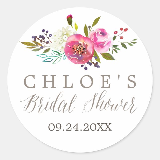 Sticker Rond Fête des mariées d'aquarelle florale simple Favori (Devant)