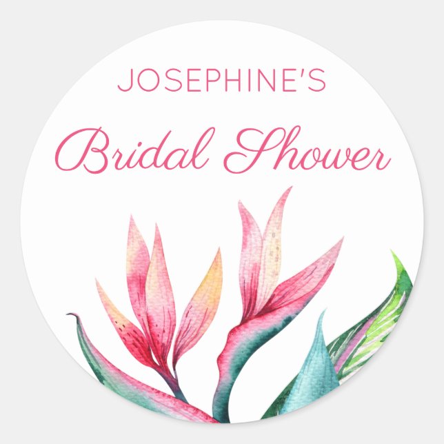 Sticker Rond Fête des mariées d'aquarelle tropicale Oiseau du P (Devant)