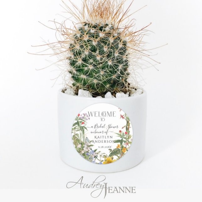 Sticker Rond Fête des mariées de bienvenue Floral Fleur sauvage (Créateur téléchargé)