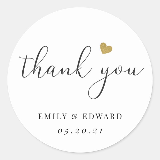 Sticker Rond Fête des mariées de coeur doré moderne Faveur de m (Devant)