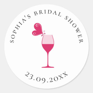 Sticker Rond Fête des mariées de dégustation de vin Rose papill