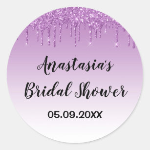 Sticker Rond Fête des mariées de glam Purple Parties scintillan