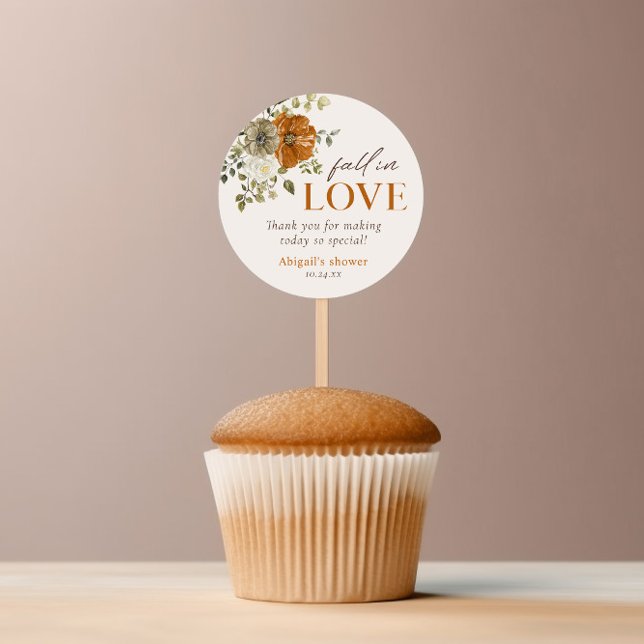 Sticker Rond Fête des mariées de Merci de fleurs d'automne rust (Rustic fall Flowers Bridal Shower Thank You Round Sticker cake topper)