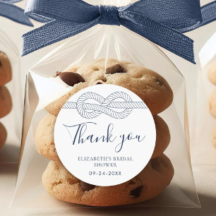 Sticker Rond Fête des mariées de Merci de noeud de corde nautiq