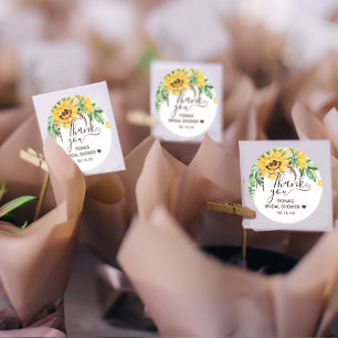 Sticker Rond Fête des mariées de Merci rustique de tournesol