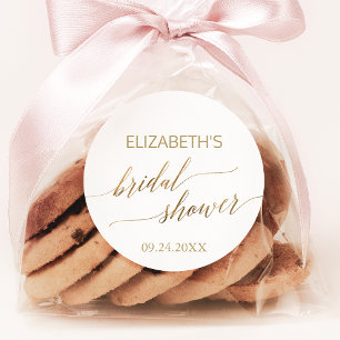 Sticker Rond Fête des mariées élégante de calligraphie or Favor