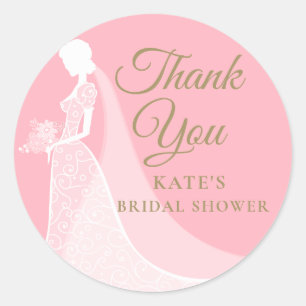 Sticker Rond Fête des mariées élégante de dentelle rose et or