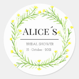 Sticker Rond Fête des mariées élégante personnalisée Floral Boh