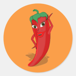 Sticker Rond Fête des mariées Fiesta Avec Rouge Hot Pepper Diva