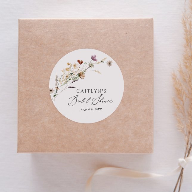 Sticker Rond Fête des mariées Fleur sauvage Boho Fall (Créateur téléchargé)