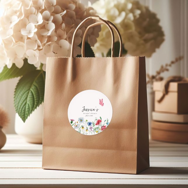 Sticker Rond Fête des mariées Fleur sauvage couleur aquarelle (Créateur téléchargé)