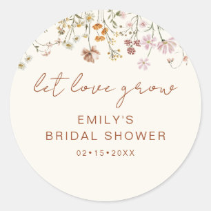 Sticker Rond Fête des mariées fleur sauvage : laissez l'amour g