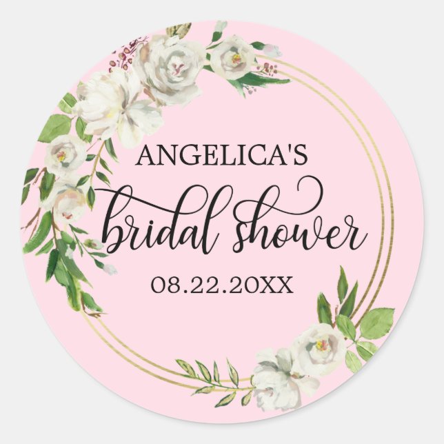 Sticker Rond Fête des mariées Florale Aquarelle blanche ivoire  (Devant)